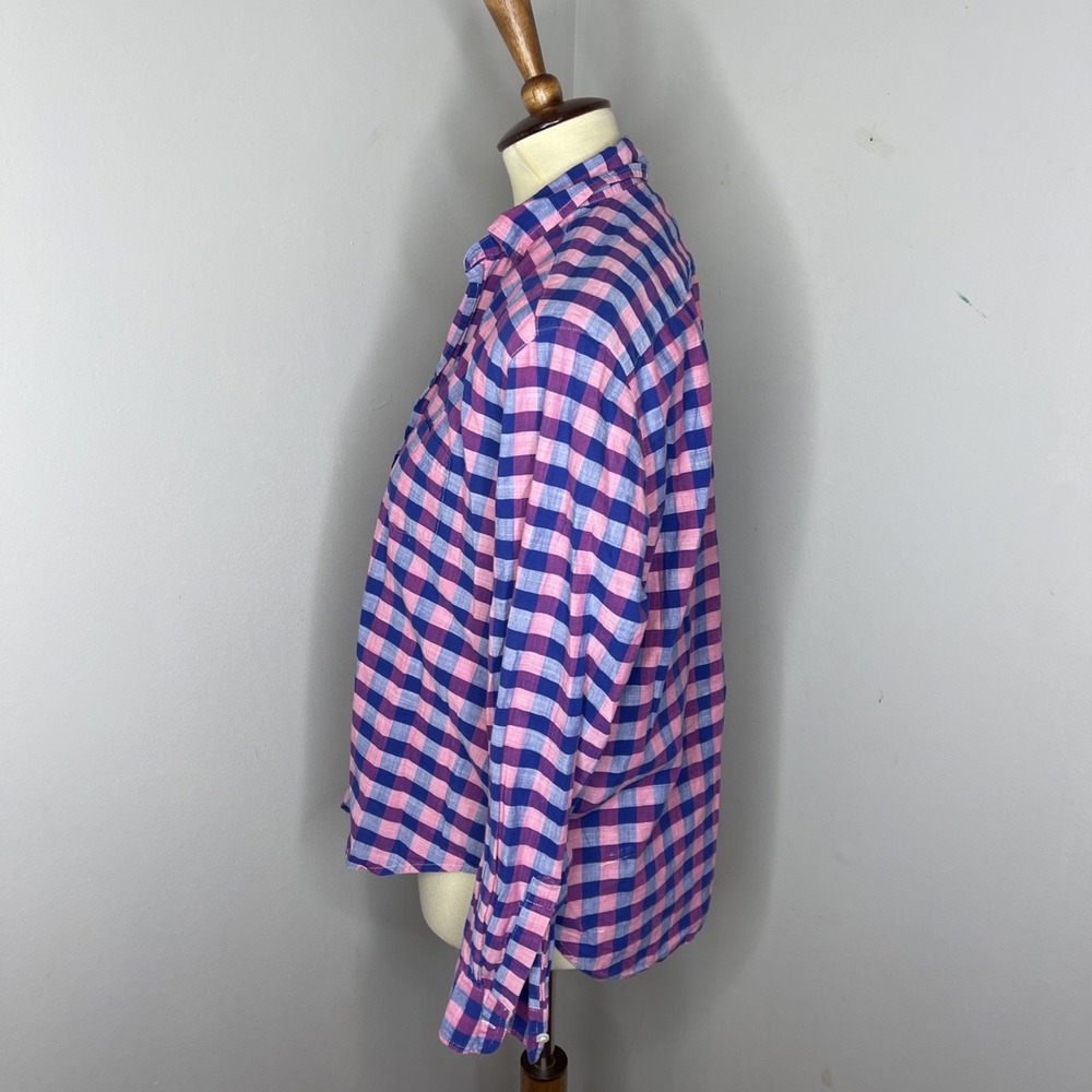 Frank & Eileen "Eileen" Cotton Long Sleeve Pink Blue Button-front Oxford XS - Picture 2 of 9
